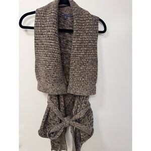 Gap XS Brown Marled Knit Sleeveless Belted Cardigan Sweater Wrap Vest Womens Y2K